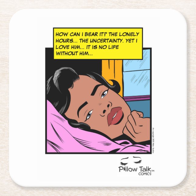 Lonely Hours Reflection Valentine Romance Square Paper Coaster (Front)