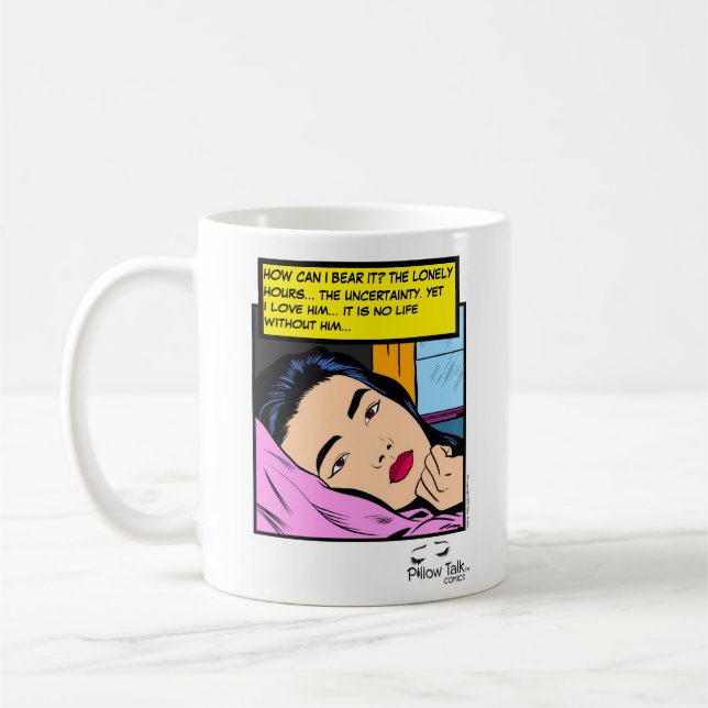 Lonely Hours Vintage Romance Comic Art Coffee Mug (Left)
