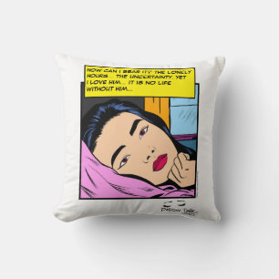 Lonely Hours Vintage Romance Comic Art Throw Pillow