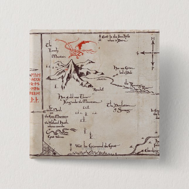 Lonely Mountain 2 Inch Square Button (Front)