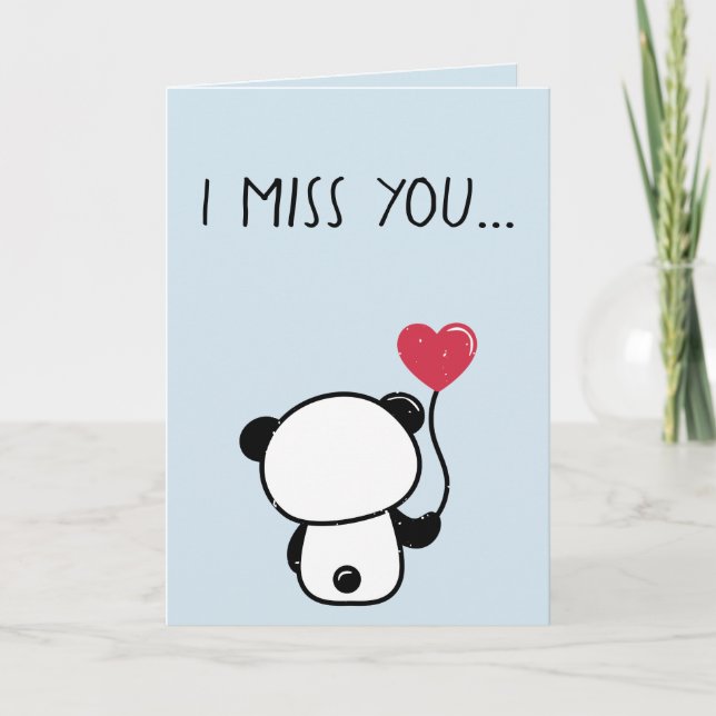 Lonely Panda Bear Miss You Greeting Card (Front)