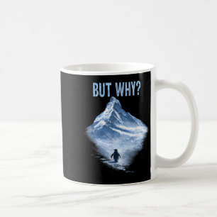 Lonely penguin journeying towards the mountains coffee mug
