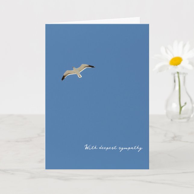 Lonely Seagull Flying Sky With Deepest Sympathy Card (Small Plant)