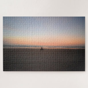 Lonely Sunrise Bike Ride on the Beach - 20x30 Jigsaw Puzzle