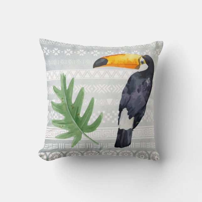 Lonely Toucan Throw Pillow (Front)