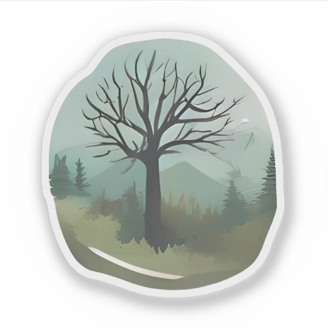Lonely Tree in Misty Mountains (Front)