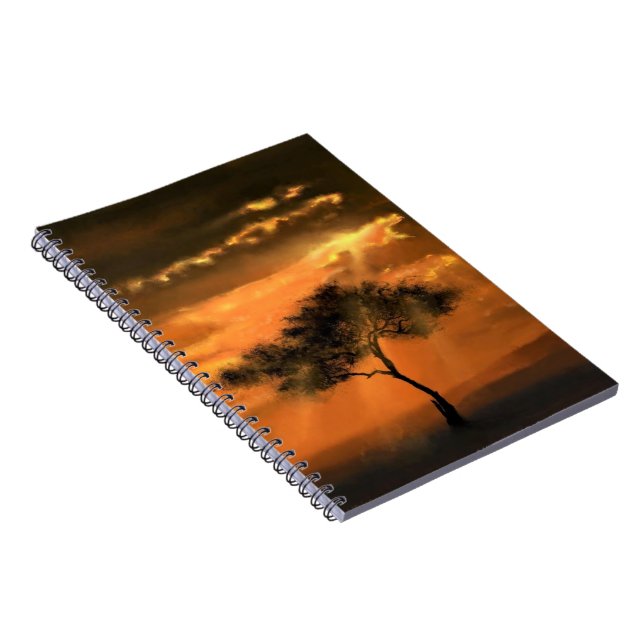 Lonely Tree Sunbeams - Drawing Art Collection Notebook (Right Side)