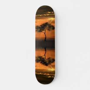 Lonely Tree Sunbeams - Drawing Art Collection - Skateboard