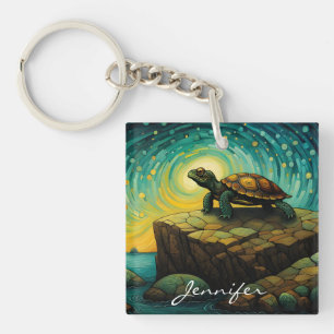 Lonely Turtle Thinking of You Name Keychain