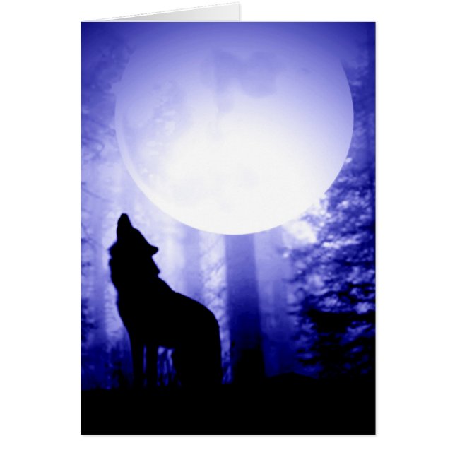 Lonely Wolf Howling at Moon (Front)