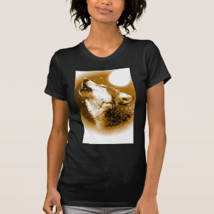 Lonely Wolf Howling at Moon T-Shirt