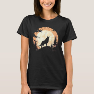 Lonely Wolf Under The Moon Mountain  Graphics T-Shirt