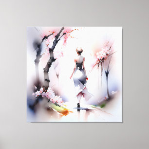 Lonely Woman Walking Canvas Print
