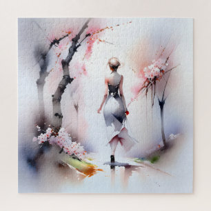 Lonely Woman Walking  Jigsaw Puzzle