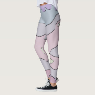 Long Abstract Violet and Pink Legging