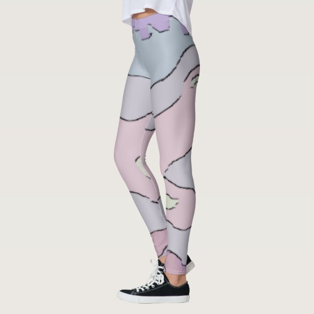 Long Abstract Violet and Pink Legging (Left)