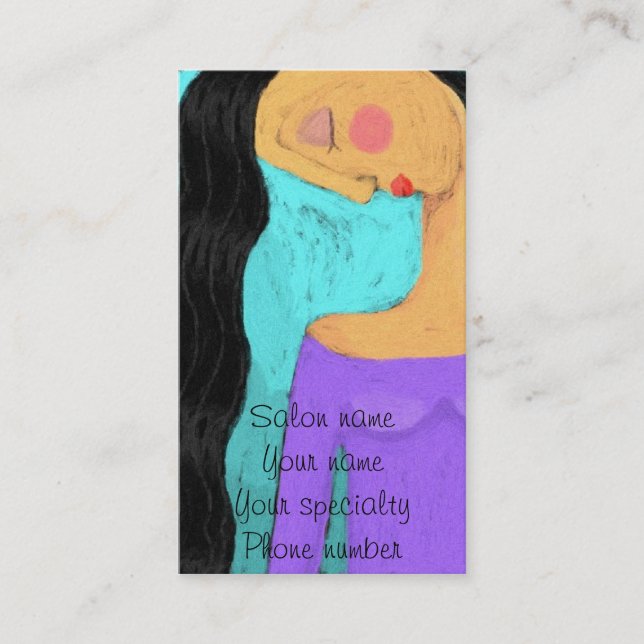 Long and Lovely Hair Stylist Business Card (Front)