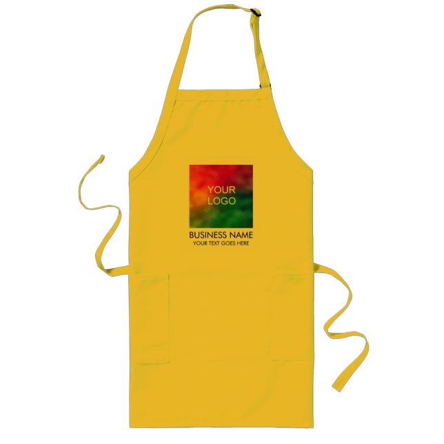 Long Apron Add Upload Business Company Logo Text (Front)