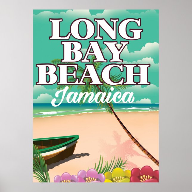 Long bay beach Jamaica travel poster (Front)