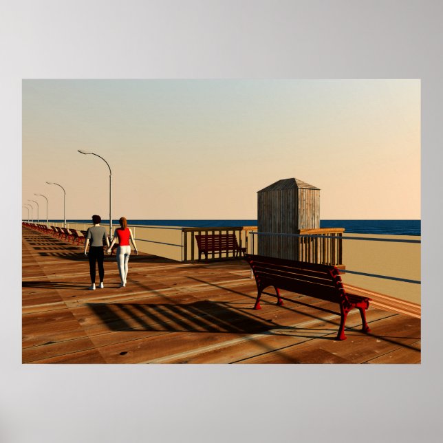 Long Beach Boardwalk, Long Island, New York Poster (Front)