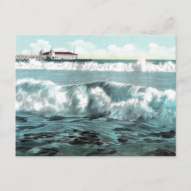 Long Beach Breakers Carte postale Vintage (Devant)
