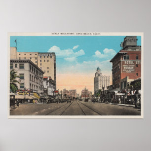 Long Beach, CA - Ocean Boulevard View Poster