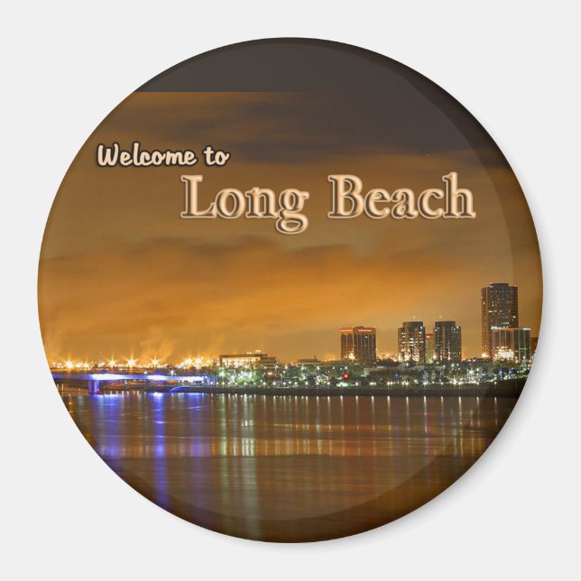 Long Beach California At Night Magnet (Front)