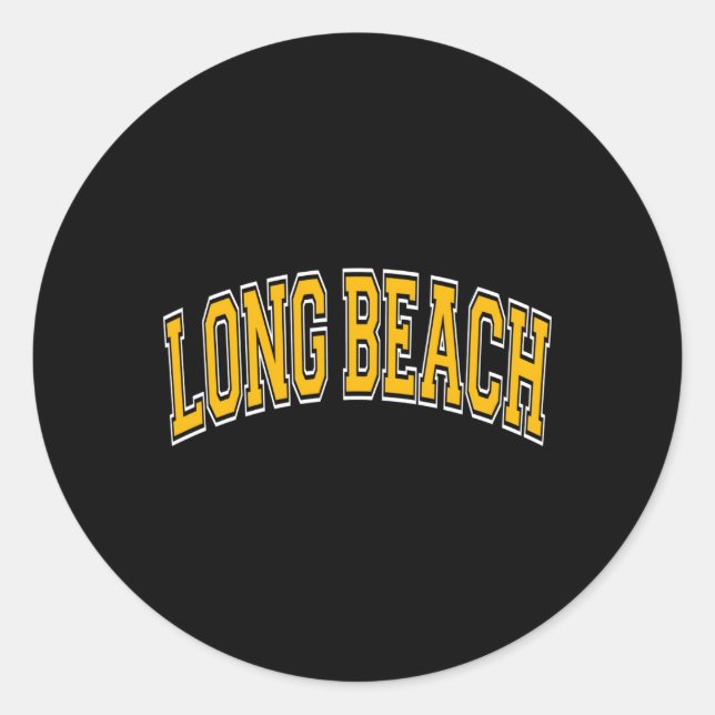 Long Beach California Ca Varsity Style Amber Text Classic Round Sticker (Front)