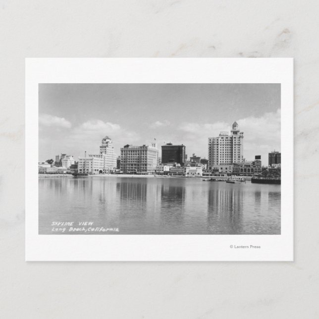Long Beach, California City Skyline View Postcard (Front)