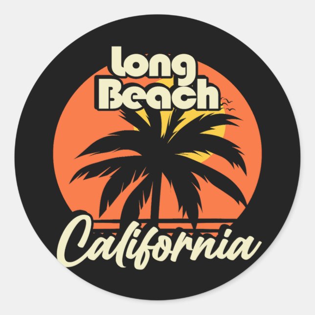 Long Beach California Classic Round Sticker (Front)