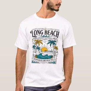 Long Beach California Coastal Ocean Sunset Pier T-Shirt