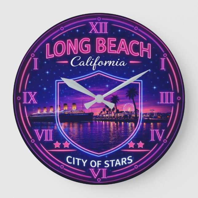 Long Beach California Harbor Large Clock (Front)