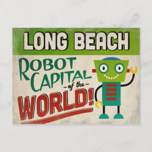 Long Beach California Robot - Funny Vintage Postcard