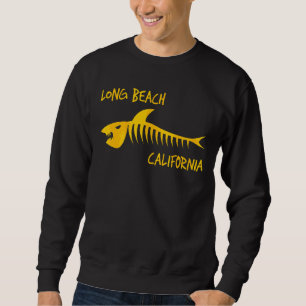 Long Beach California Shark Skeleton Amber Print Sweatshirt