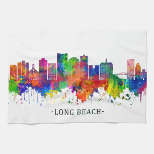 Long Beach California Skyline Kitchen Towel