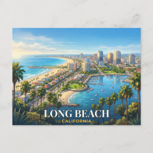 long beach california travel postcard