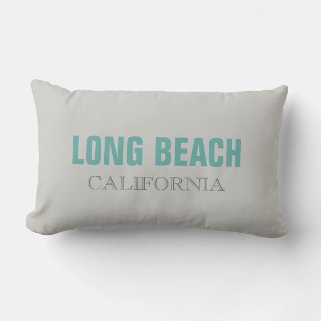 Long Beach Grey California Throw Pillow (Front)