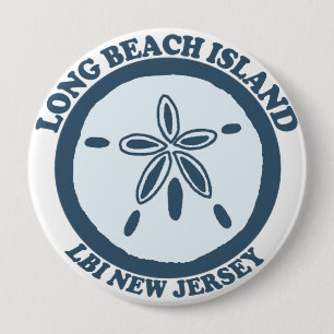 Long Beach Island. 4 Inch Round Button