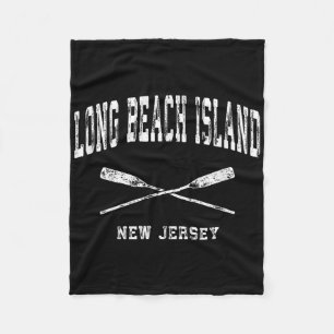 Long Beach Island New Jersey Vintage Nautical Cros Fleece Blanket