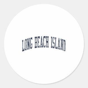 Long Beach Island Nj Jn2 Vintage Athletic Blue Des Classic Round Sticker