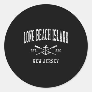 Long Beach Island Nj Vintage Crossed Oars & Bo Classic Round Sticker