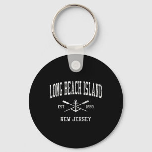 Long Beach Island Nj Vintage Crossed Oars & Bo Keychain