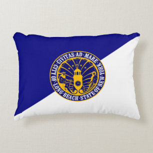 Long Beach, New York Flag Accent Pillow