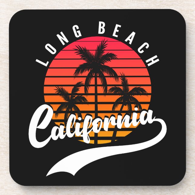 Long Beach Retro Sunset Coaster (Front)