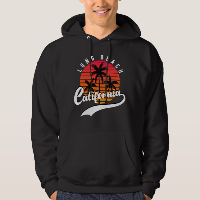 Long Beach Retro Sunset Sweat - shirt à capuche no (Devant)
