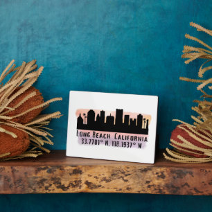 Long Beach Skyline Latitude and Longitude Plaque