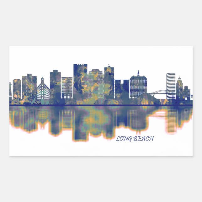 Long Beach Skyline Sticker (Front)