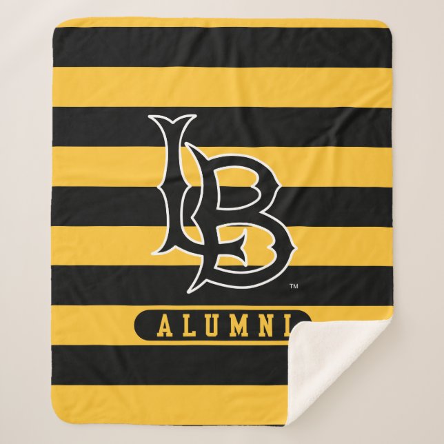Long Beach State Alumni Stripes Sherpa Blanket (Front)