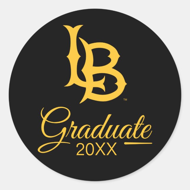 Long Beach State Logo Graduation Classic Round Sticker (Front)