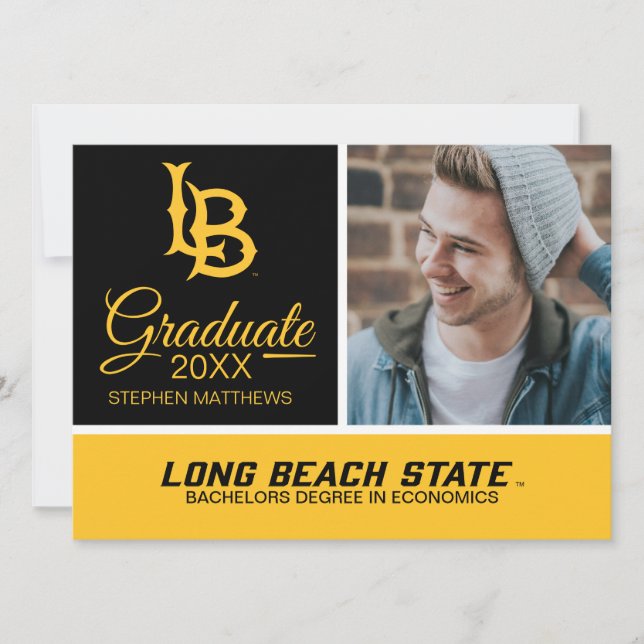 Long Beach State Logo Graduation Invitation (Front)